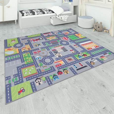 Paco Home Carpet de tapis pour enfants voiture de chambre jouer au tapis  