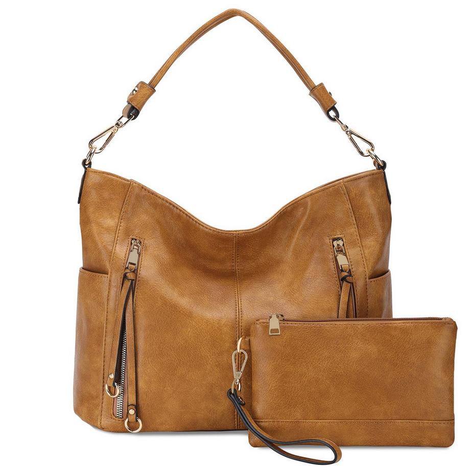 Handtasche, Umhängetasche, Shopper-Hobo-Taschen, Geldbeutel-Set, große Umhängetasche mit abnehmbarem Schultergurt, 2 Stück