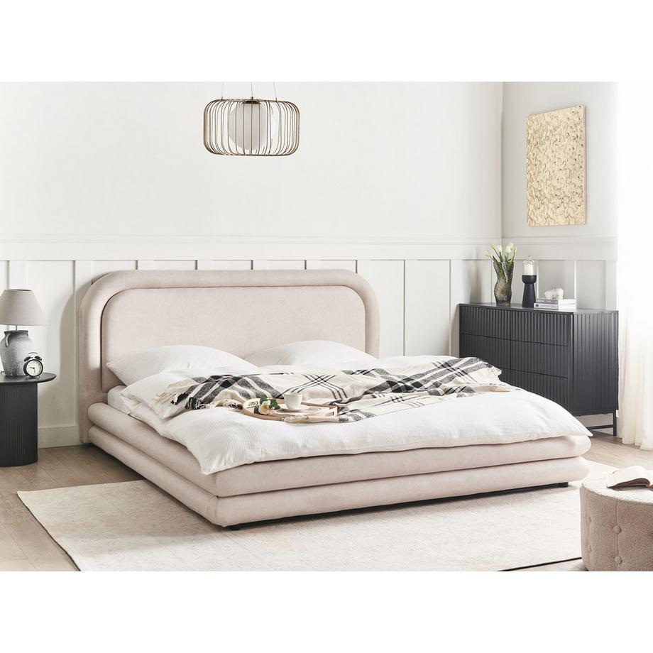 Beliani Wasserbett aus Kunstleinen Minimalistisch LAVARDENS  