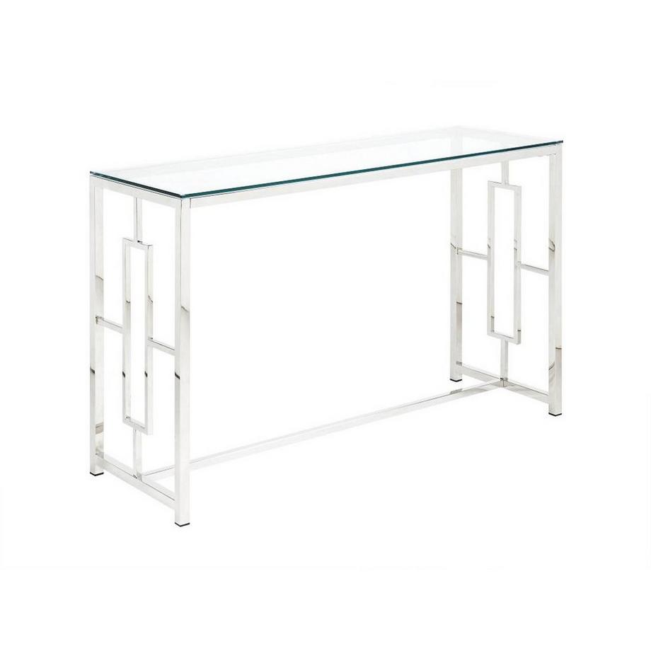 Vente-unique Console Vetro temperato e acciaio Cromato CLOTILDE  