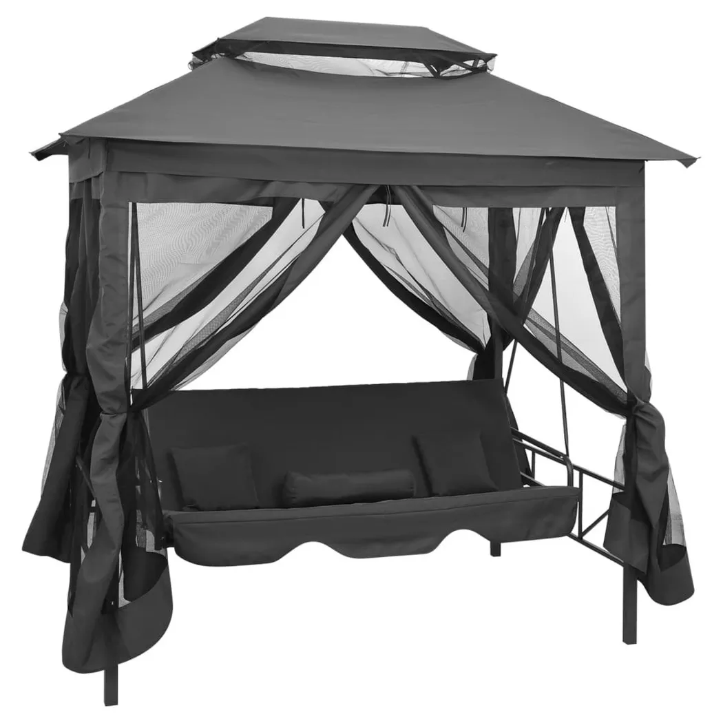 VidaXL - sedia a dondolo Tessuto, One Size, Grigio