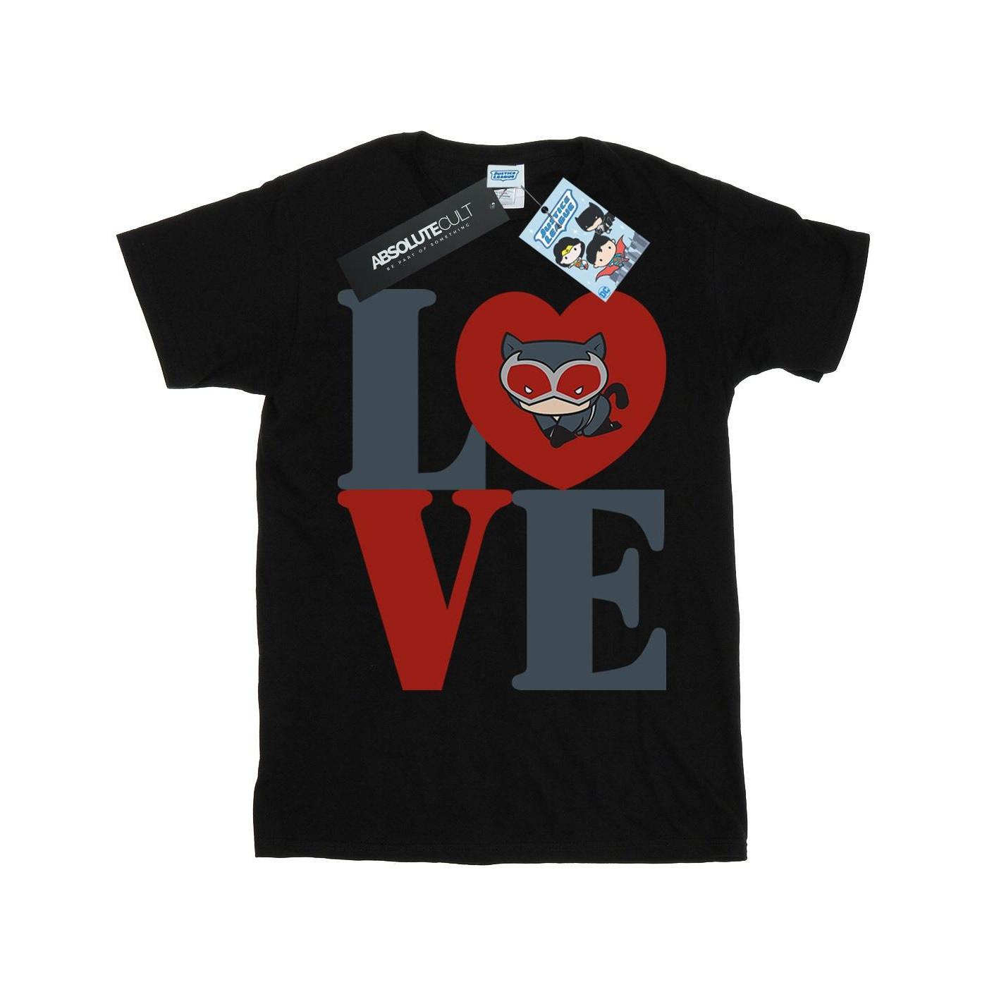 Image of Chibi Catwoman Love Tshirt Mädchen Schwarz 152-158