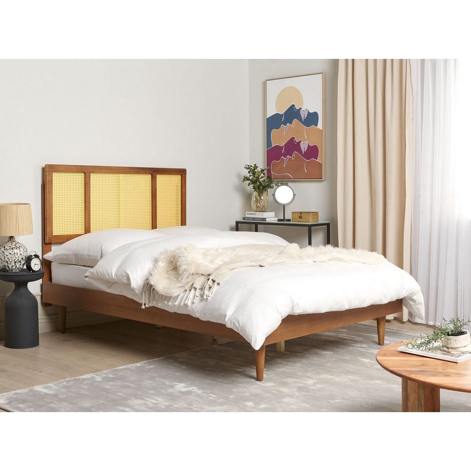 Beliani Lit avec sommier en Bois d'hévéa  AURAY  