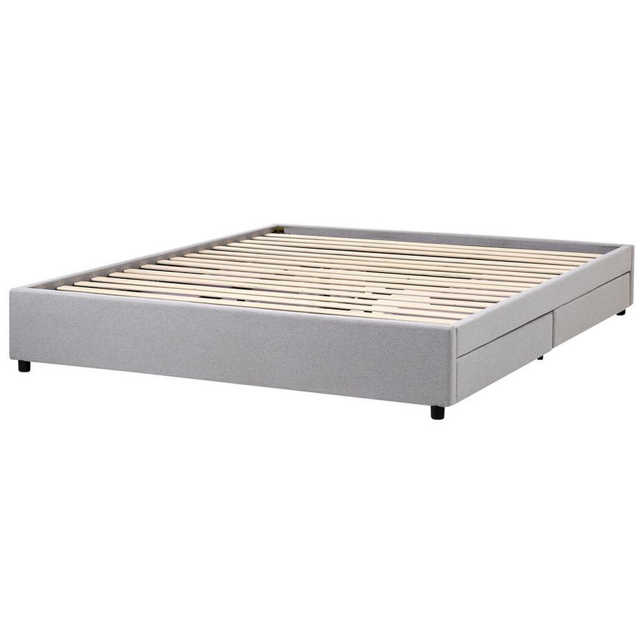 Beliani Lit avec tiroirs de rangement sans tête de lit en Tissu  PRADES  