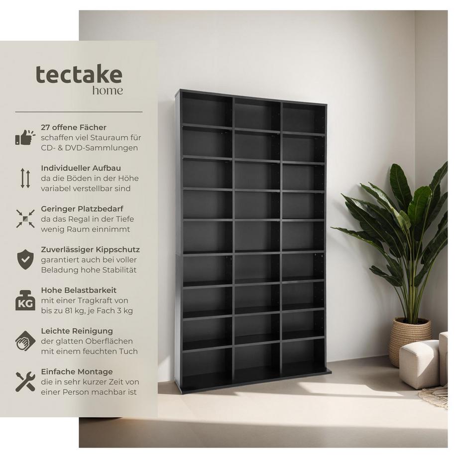 Tectake CD DVD Regal Christel in Holzoptik 27 Fächer  