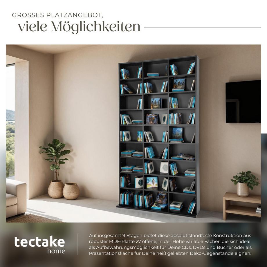 Tectake CD DVD Regal Christel in Holzoptik 27 Fächer  