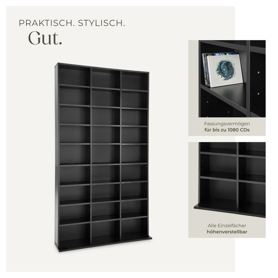 Tectake CD DVD Regal Christel in Holzoptik 27 Fächer  