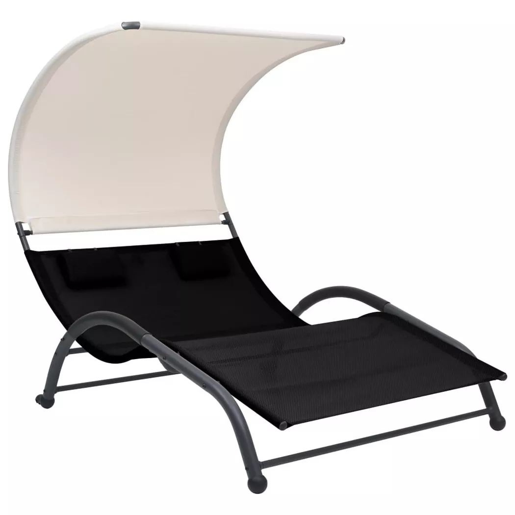 VidaXL - lettino prendisole doppio Acciaio, 190cm, Nero