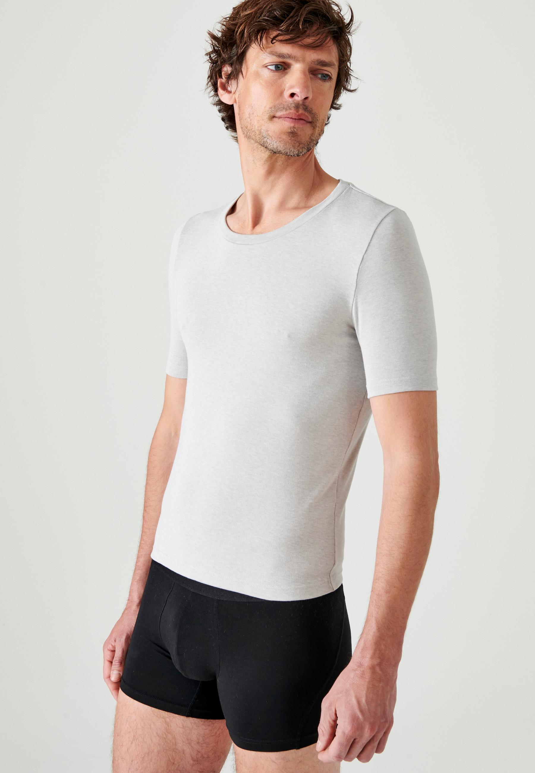 Image of T-shirt Mit Rundhalsausschnitt. Herren Grau XL