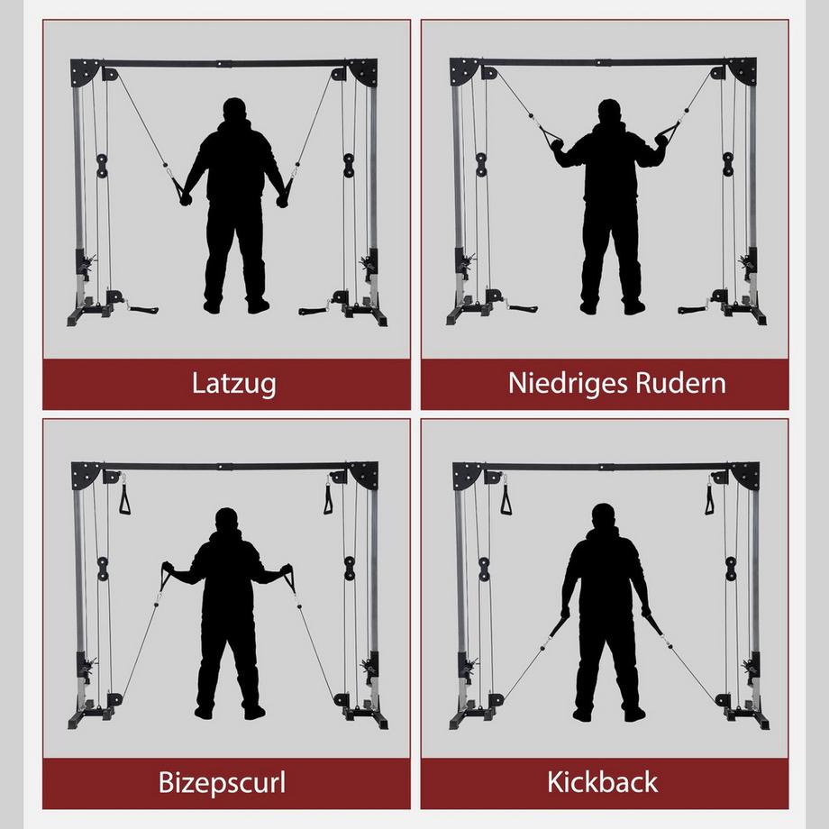 Northio  Stazione di potenza con cavi da trazione per la casa, pesi a spina fino a 50 kg di carico per lato, stazione di potenza con cavi da trazione con maniglie, torre con cavi indipendente torre con cavi da trazione per esercizi in palestra in casa 245 x 207 cm 