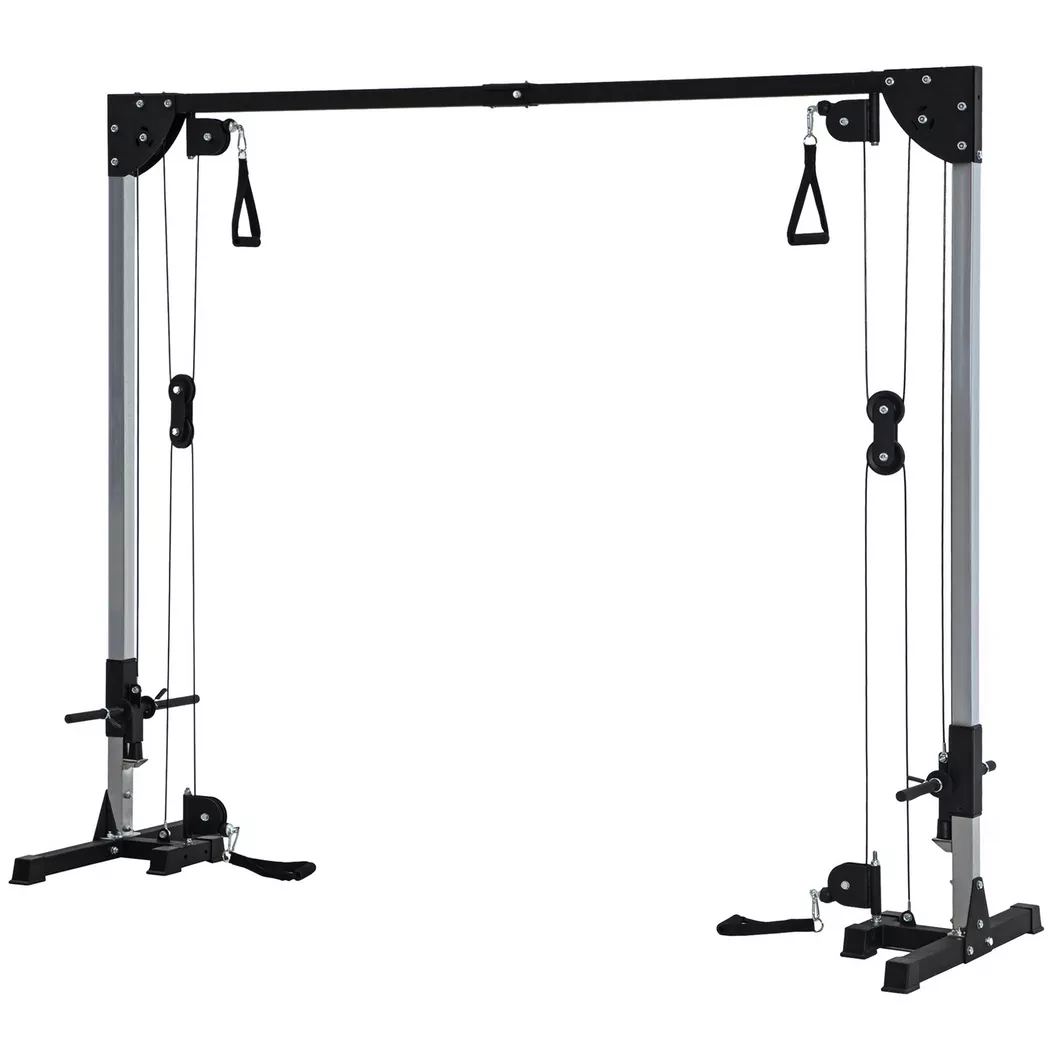 Northio - Kabelzug Kraftstation für Zuhause Steckgewichte bis 50kg belast pro Seite, Kabelzugstation mit Griffen, freistehend Kabelturm Kabelzugturm für Übungen Homegym 245 x 207 cm |, 237CM