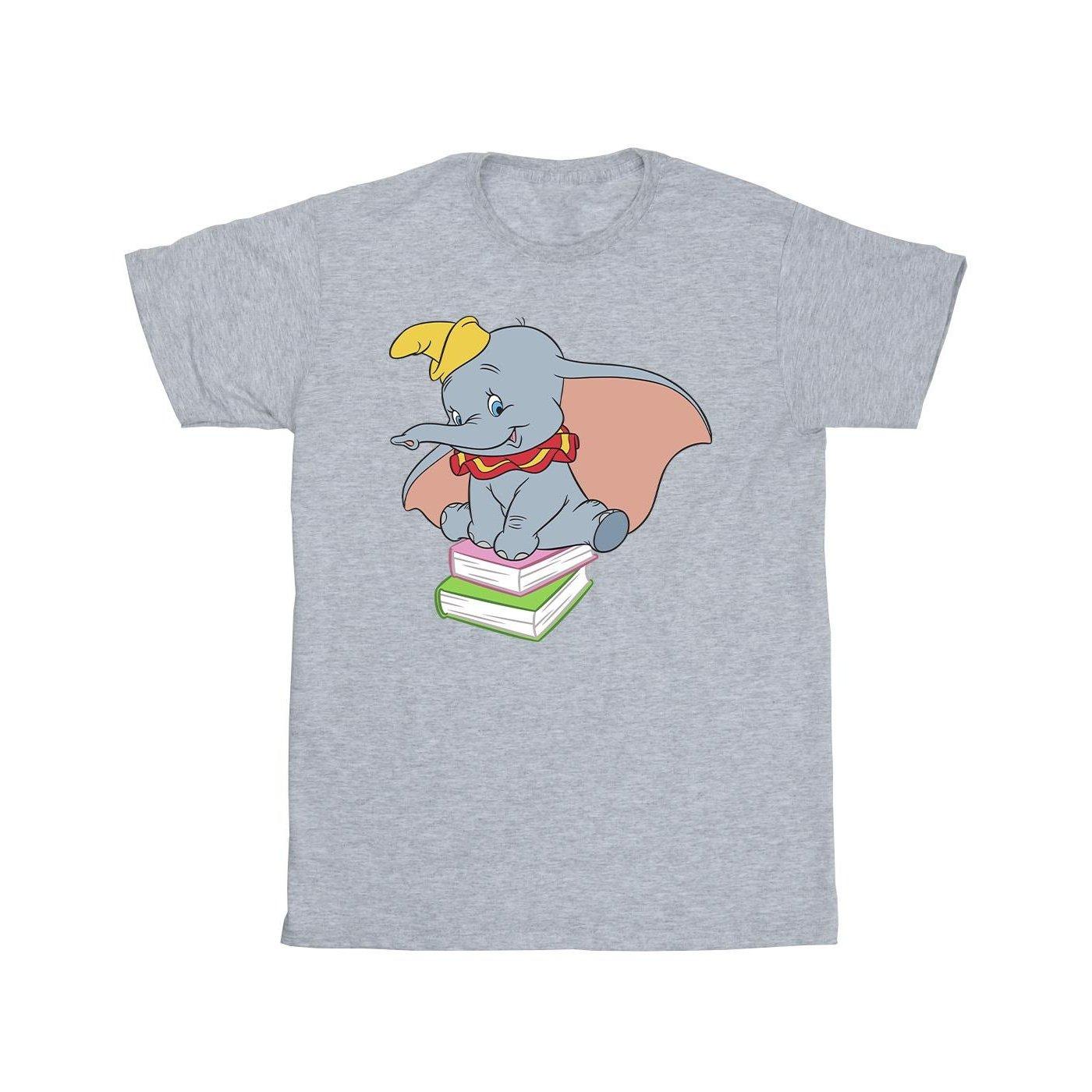Image of Dumbo Sitting On Books Tshirt Unisex Grau 140/146