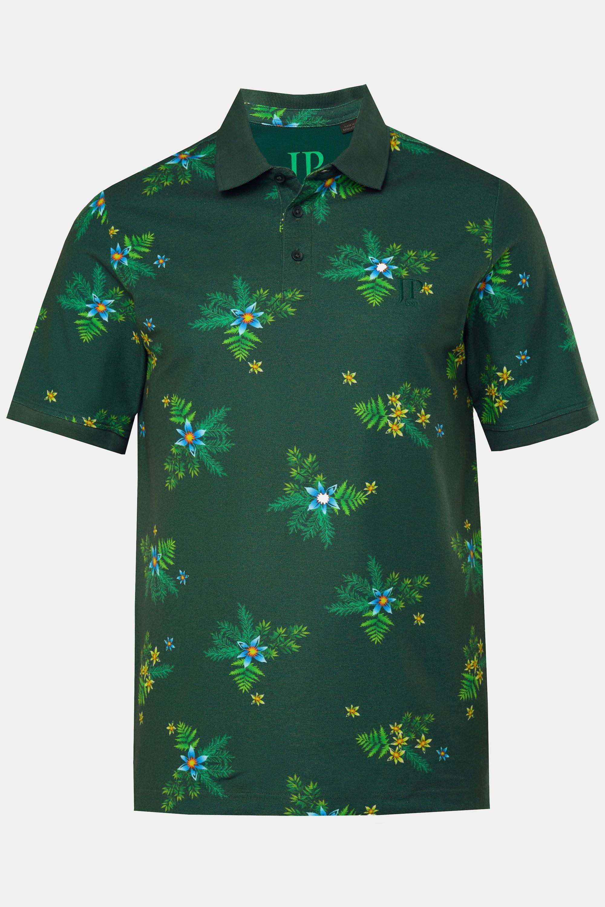 JP1880  Polo à manches courtes en maille piquée, avec motf floral - jusqu'au 8 XL 