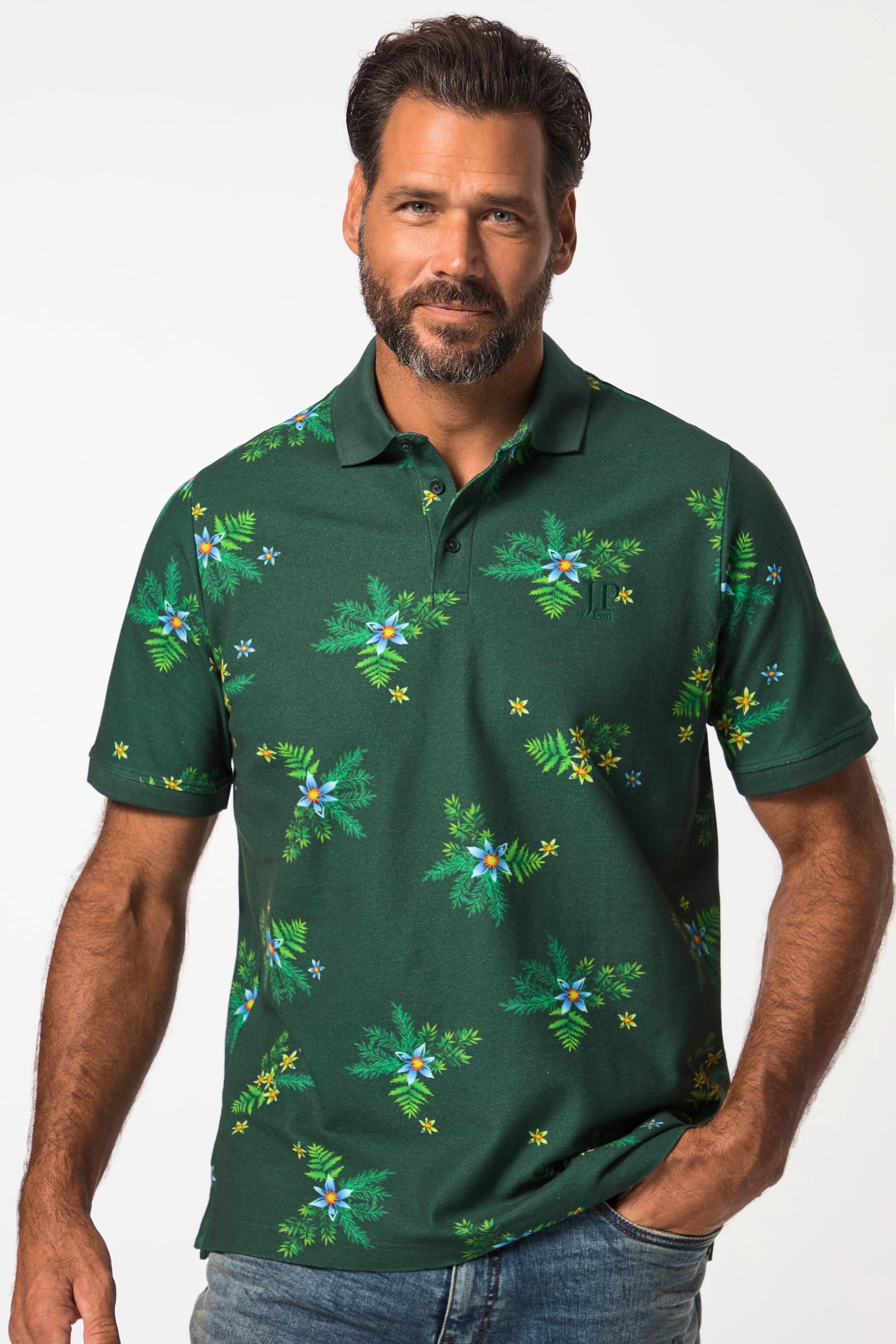 JP1880  Polo à manches courtes en maille piquée, avec motf floral - jusqu'au 8 XL 