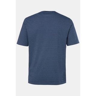 JP1880  Maglia serafino con righe, mezze maniche, scollo a girocollo e abbottonatura, fino alla tg. 8XL 