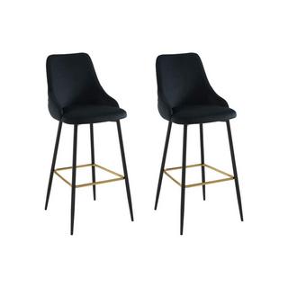 Vente-unique Lot de 2 tabourets de bar en velours et métal - Noir - VEVLINA  