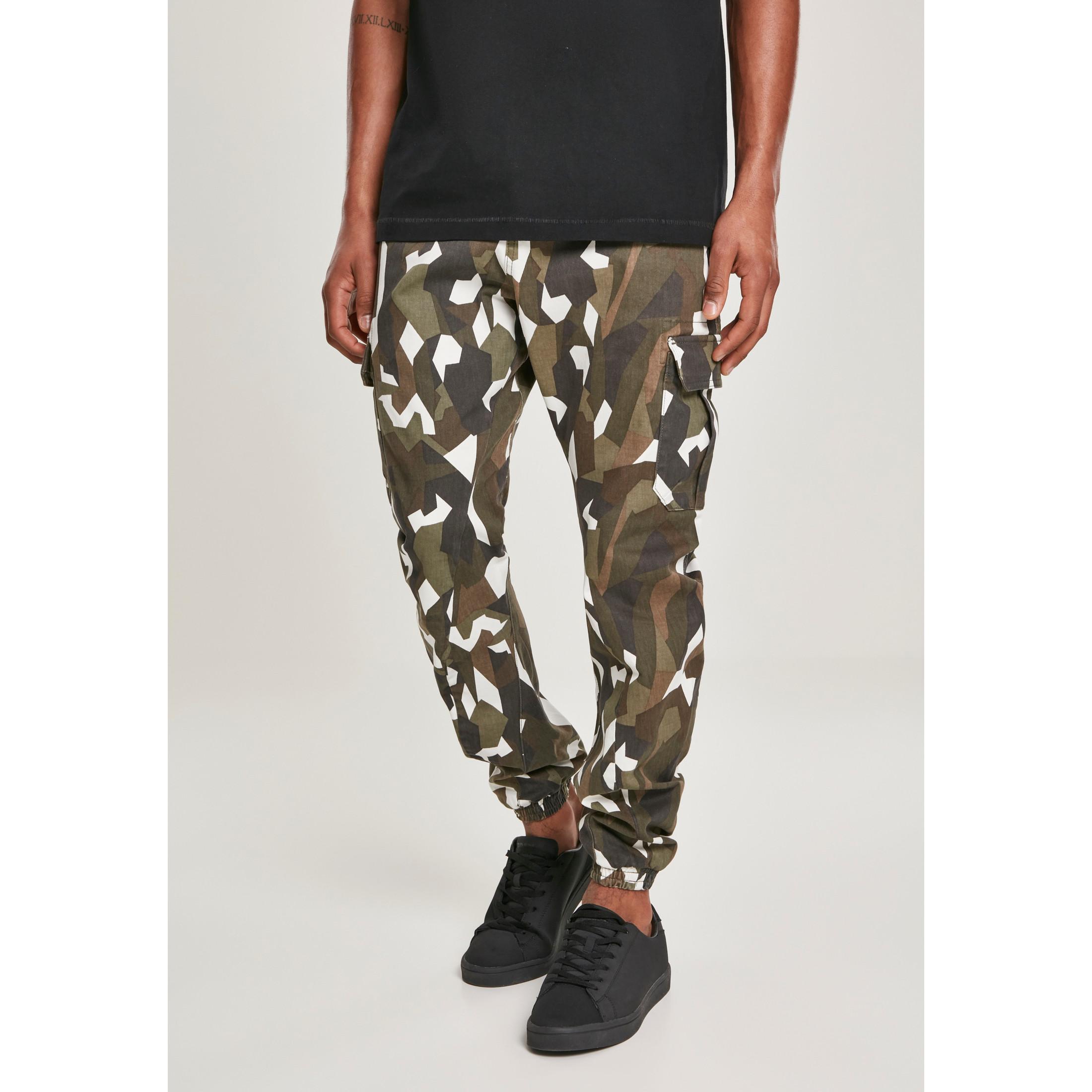 Image of Urban Classic Geometrische Cargo-hose Aus Stretch-twill Unisex Militärgrün 34