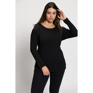 Ulla Popken  Maglia classica con gheroni di mesh, scollo a girocollo e maniche lunghe 