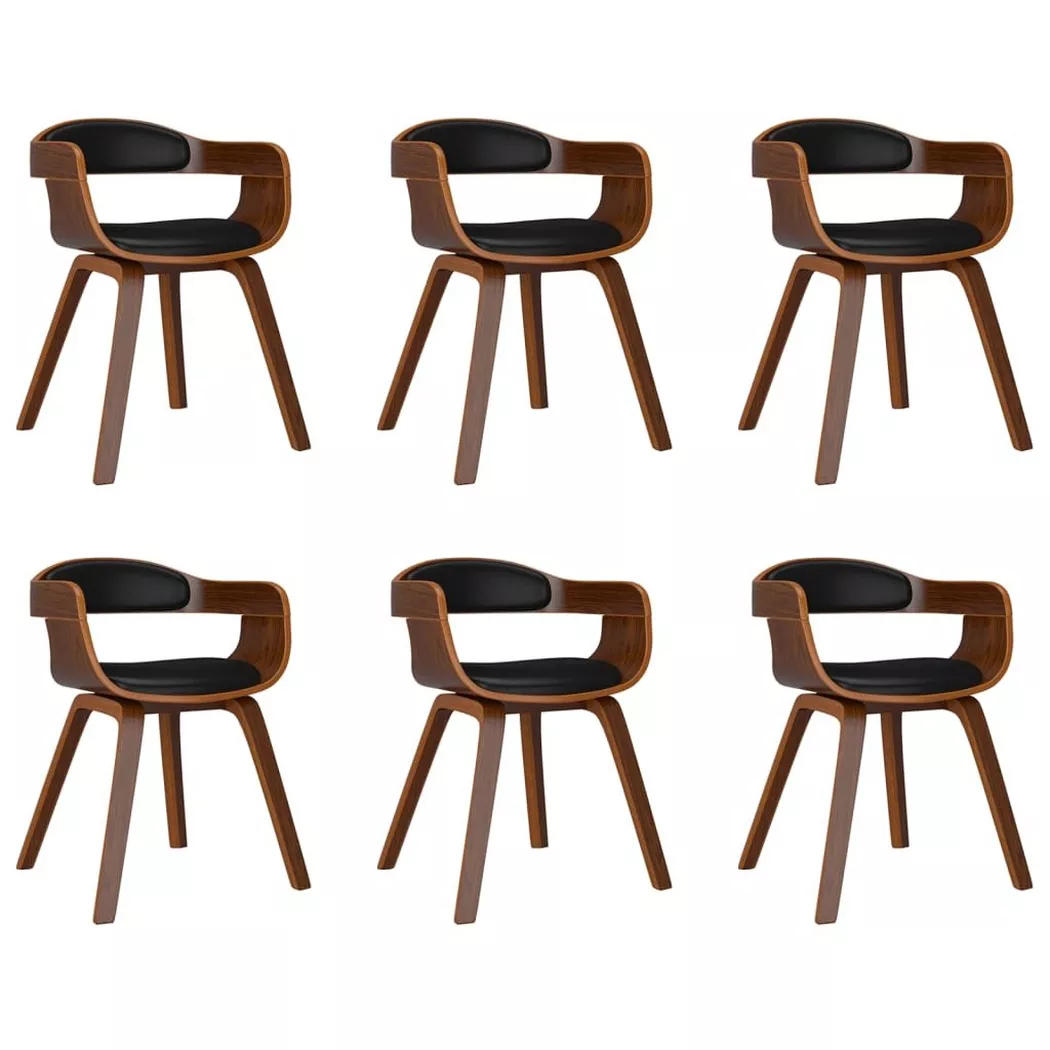 Lot de 6 chaise Vidaxl interieur en bois noir H. 70 cm