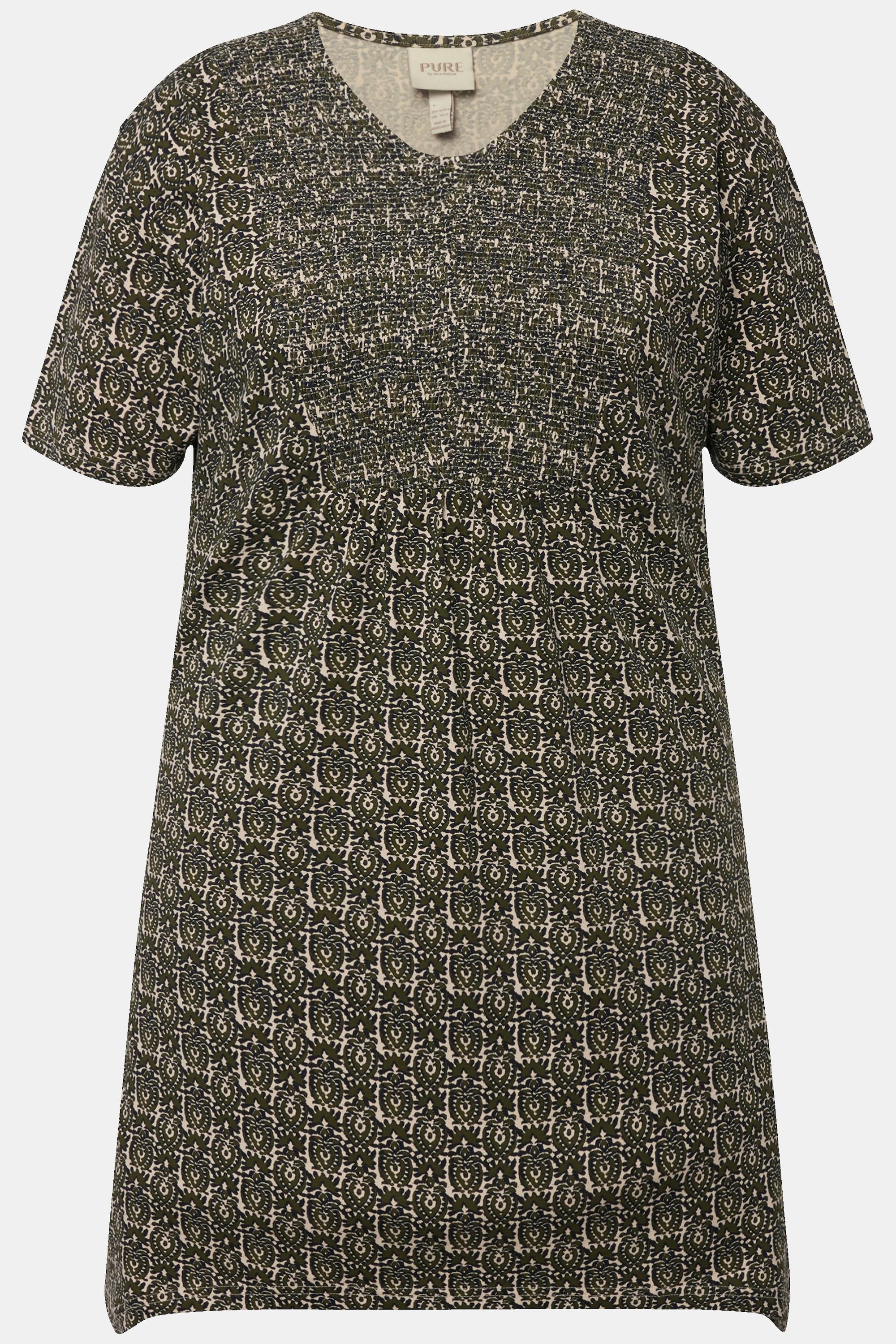 Ulla Popken Maglia lunga linea A scollo V mezze maniche  