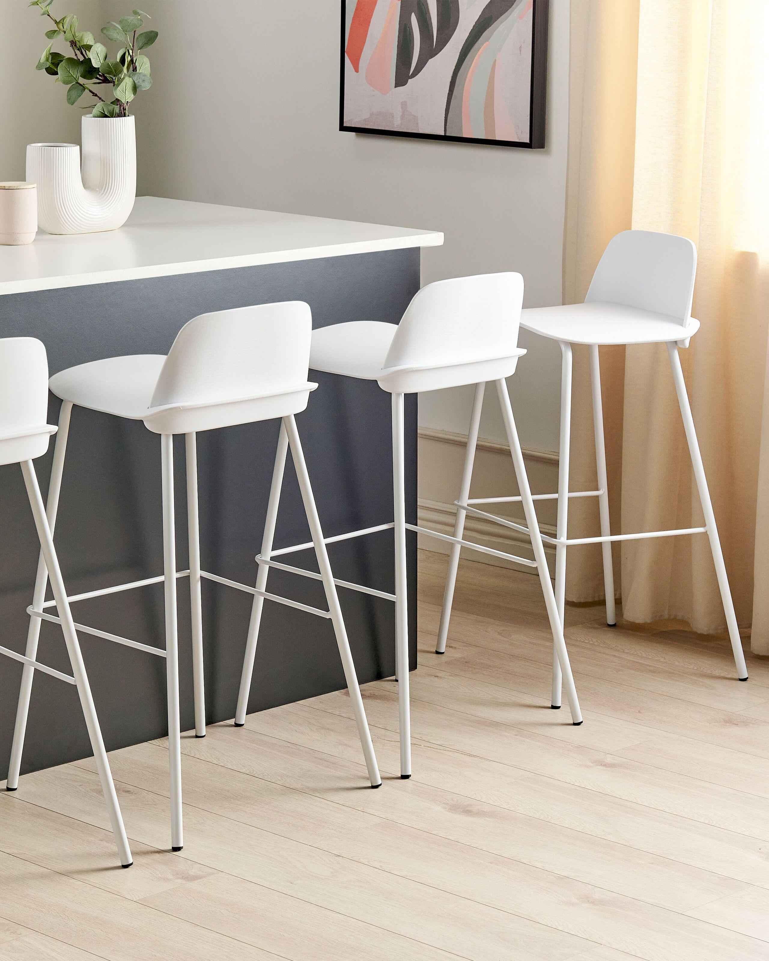 Beliani Lot de 4 chaises de bar en Matière synthétique Moderne MORA  