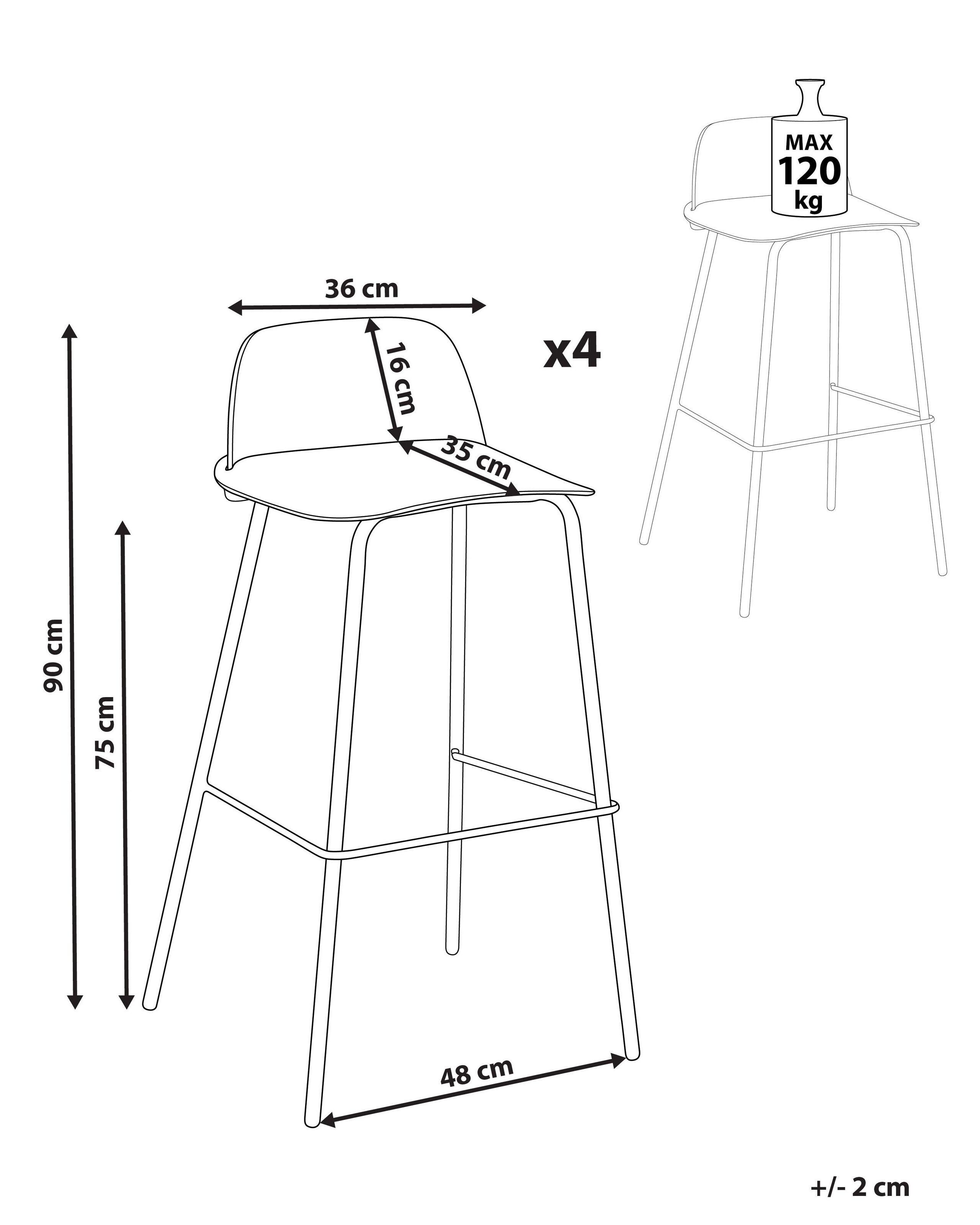 Beliani Lot de 4 chaises de bar en Matière synthétique Moderne MORA  