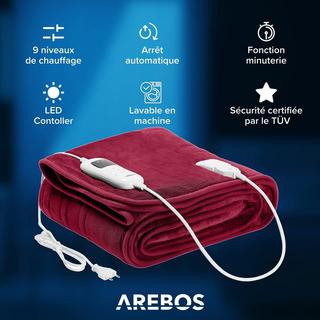 Arebos Elektrische Heizdecke Wärmedecke waschbar Kuscheldecke  