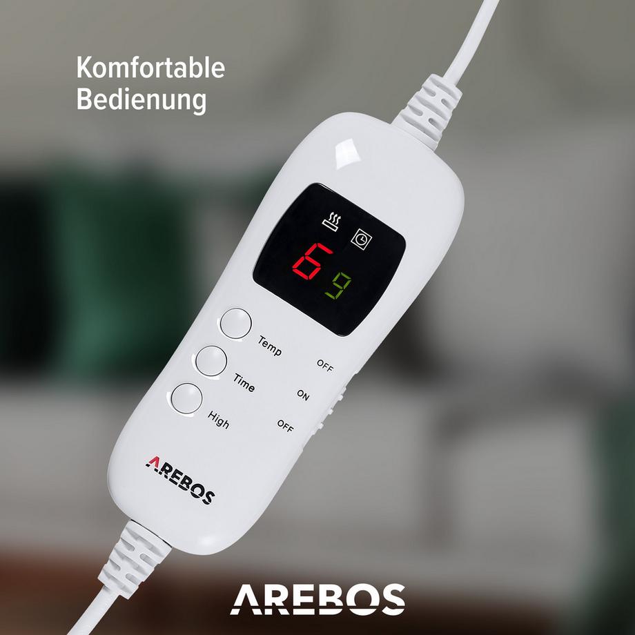 Arebos Elektrische Heizdecke Wärmedecke waschbar Kuscheldecke  