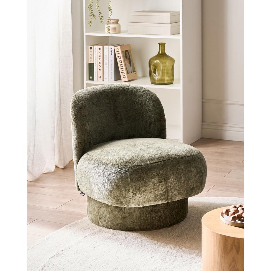 Beliani Fauteuil pivotant en Tissu chenille Rétro AYLO  
