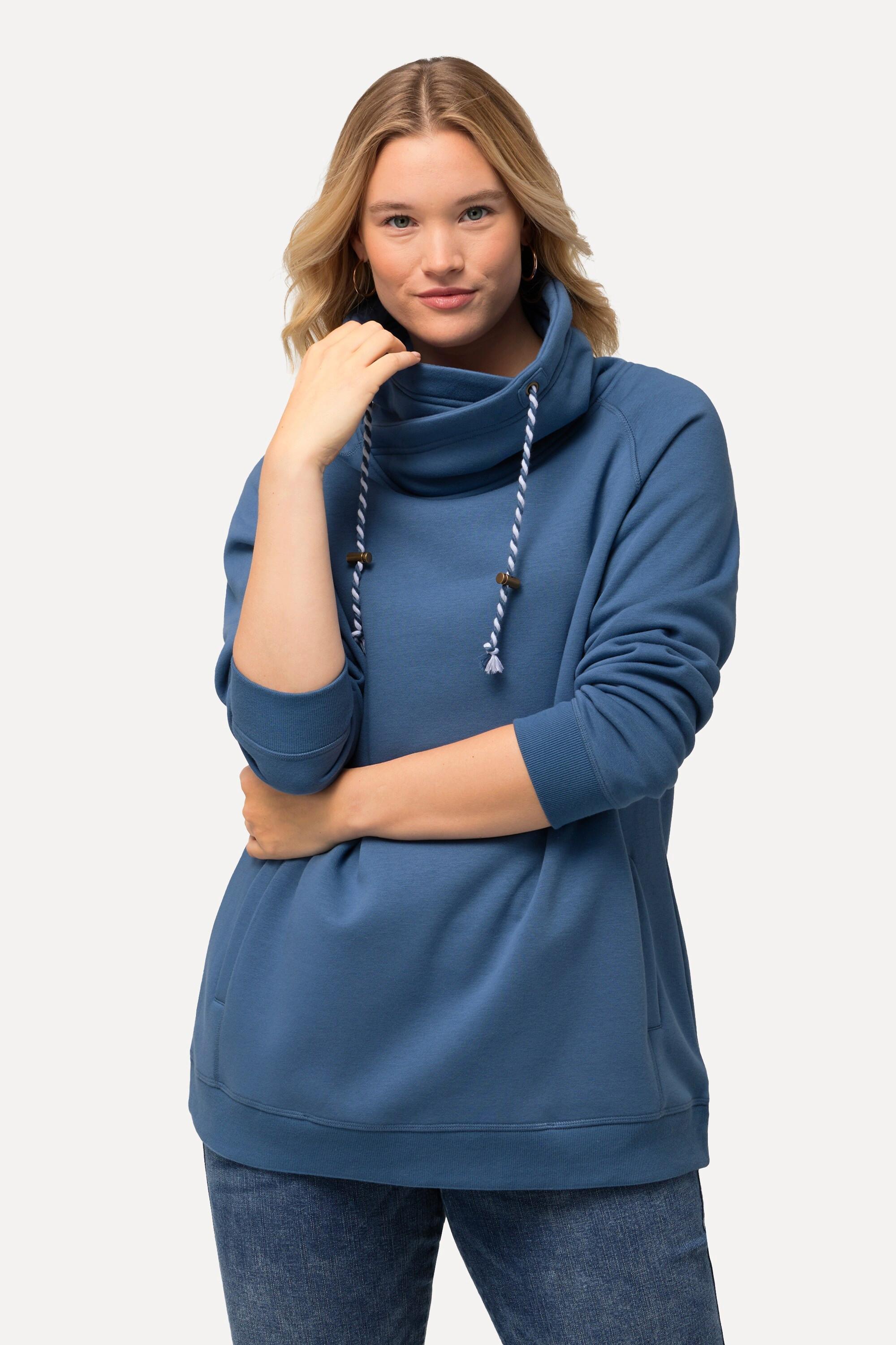 Ulla Popken Sweat-shirt Col Montant Large Poches Manches Longues Raglan  