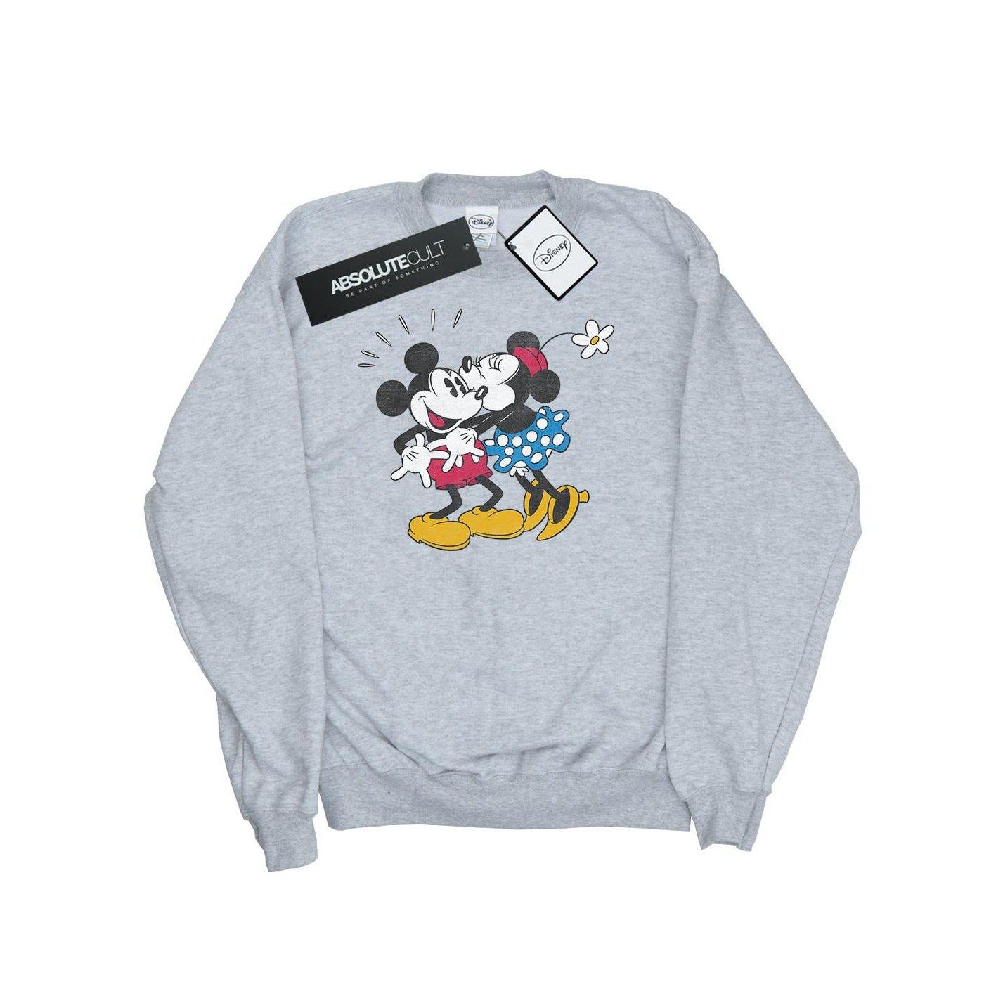 Image of Mickey Mouse Mickey And Minnie Kiss Sweatshirt Damen Grau M