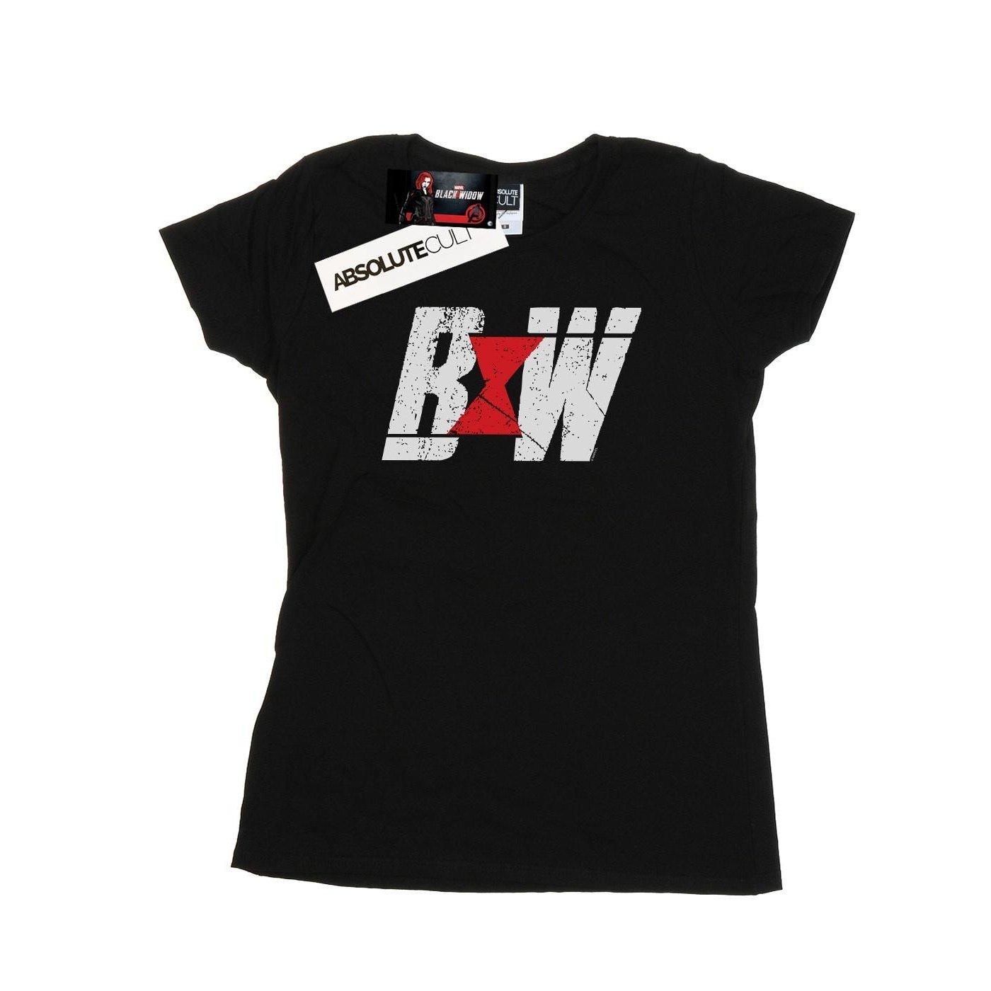 Image of Black Widow Movie Initial Logo Tshirt Damen Schwarz M