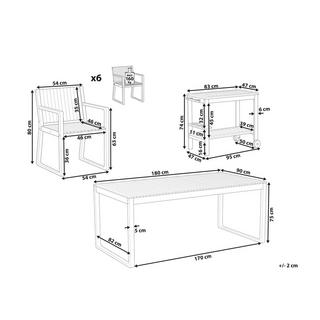 Beliani Essgruppe für 6 Personen mit Servierwagen aus Akazienholz Klassisch SASSARI  