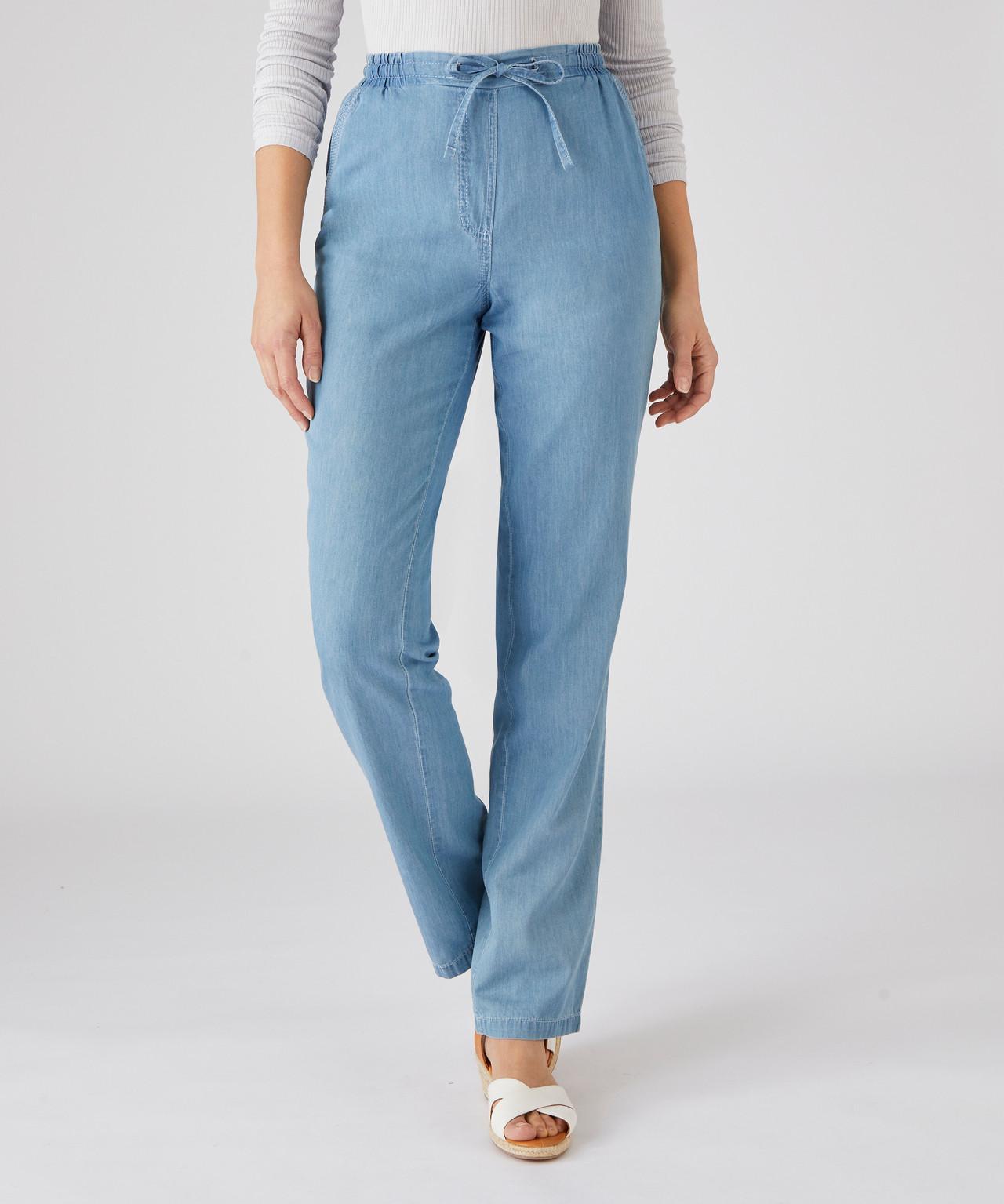 Image of Weich Fließende Hose Aus Reiner Baumwolle. Damen Blau 44