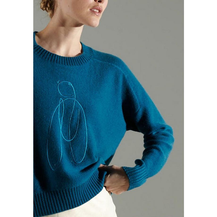 Studio Cashmere8 NAMI 21 Cigale Pull Col Rond Brodé  