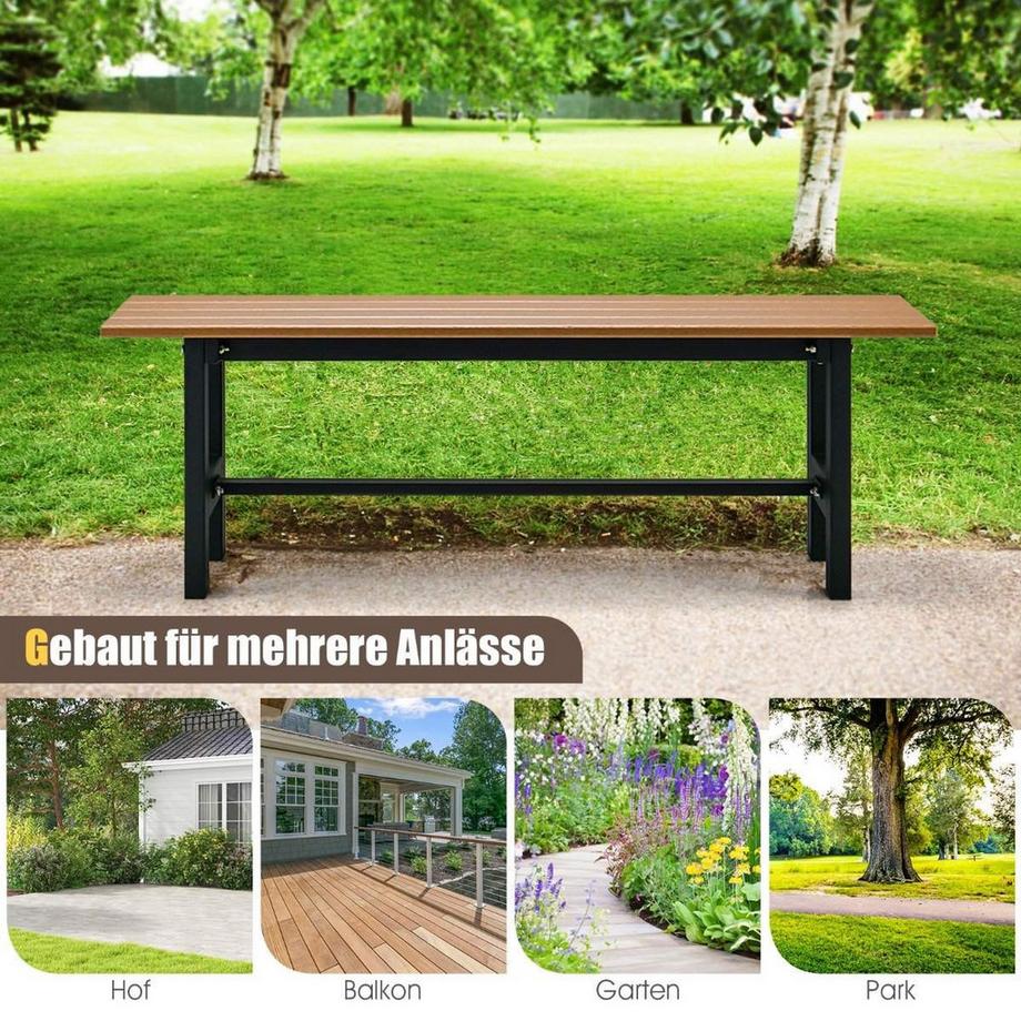 Northio 120 cm Gartenbank 2-Sitzer Sitzbank bis 300kg Belastbar Allwetter-Parkbank aus HDPE Braun  