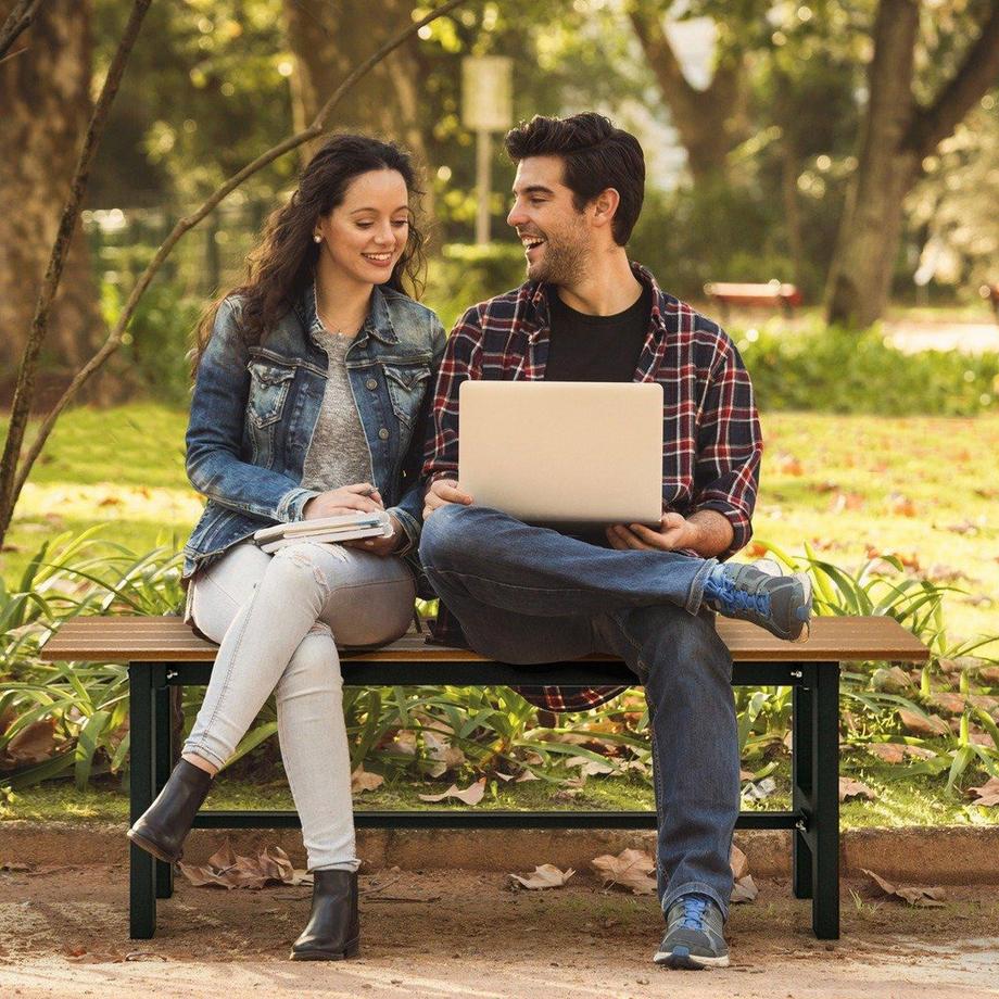 120 cm Gartenbank 2-Sitzer Sitzbank bis 300kg Belastbar Allwetter-Parkbank aus HDPE Braun