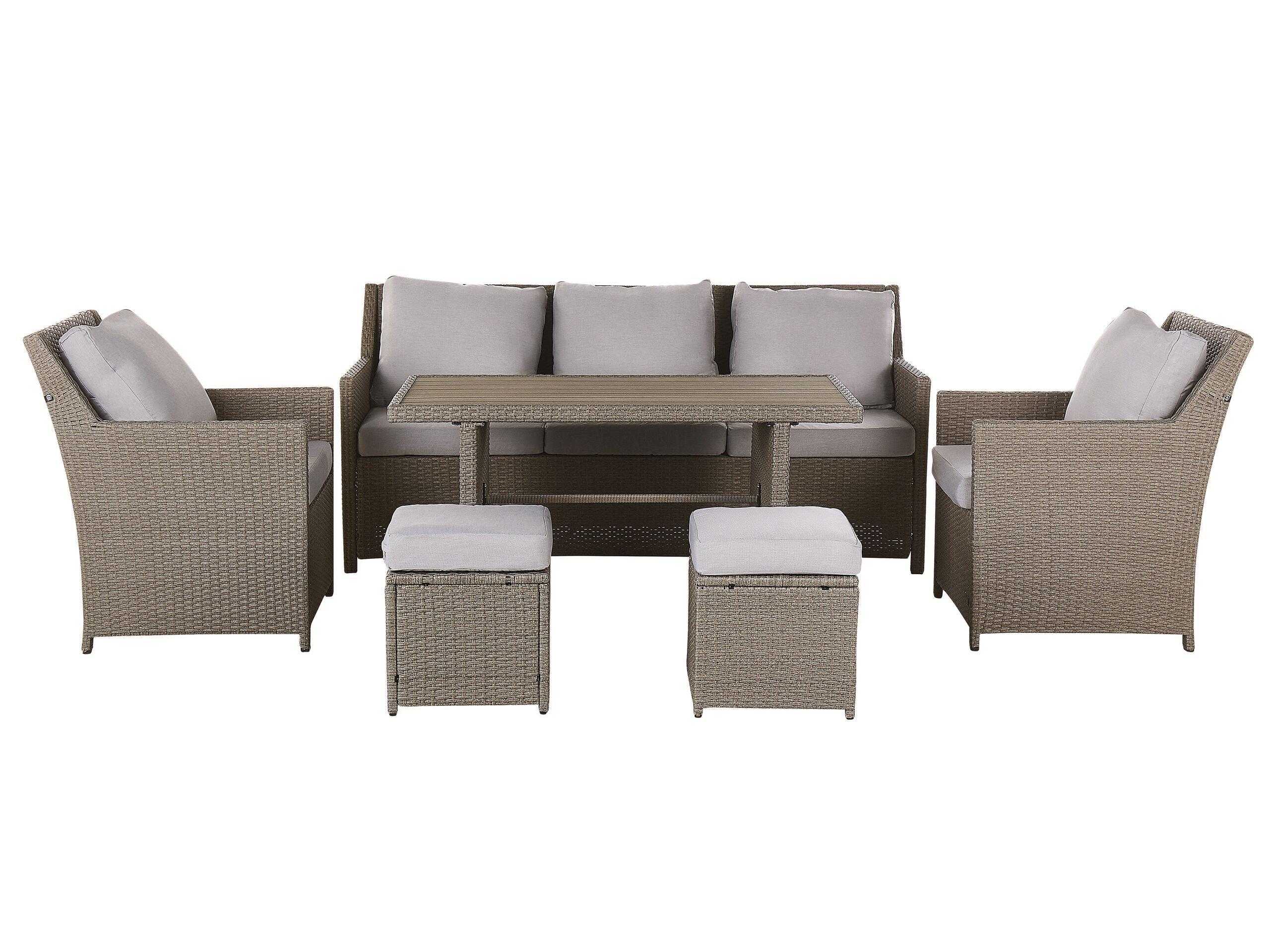 Image of Lounge Set mit Tisch aus PE Rattan Retro FONTI Lounge Set mit Tisch aus PE Rattan Retro FONTI