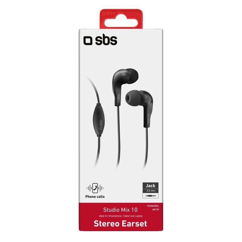 SBS  SBS Auricolari filo stereo in-ear Studio Mix 10, jack 3,5 mm con microfono e tasto alla risposta 