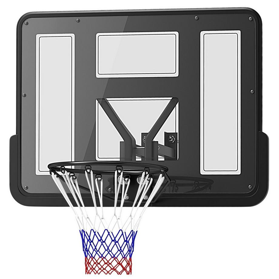 Northio  Basketballkorb mit Rückwand für Outdoor & Indoor, Basketballbrett mit Ø45 cm Stahlkorb und Netz, Wandmontage, Basketball Board für Erwachsene, Schwarz 