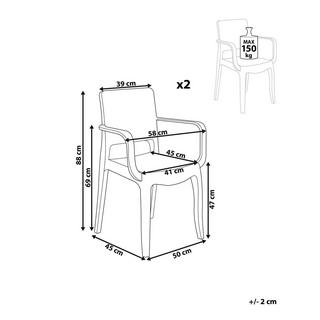 Beliani Set di 2 sedie da pranzo en Policarbonato Moderno KENWOOD  