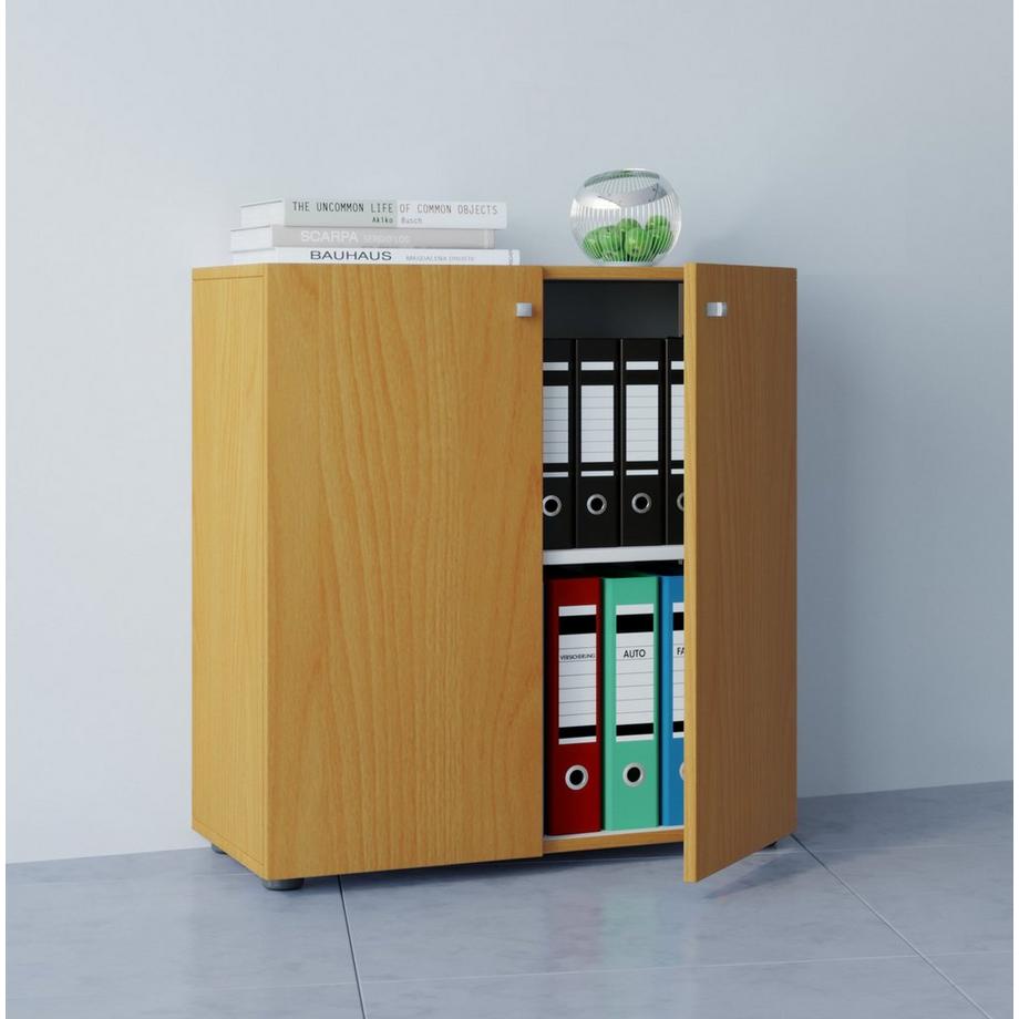 VCM Büroschrank mit 2 Fächern | moderner Aktenschrank mit Drehtüren | Maße ca. B. 70 x H. 74 x T. 40 cm - Lona 2-Fach  