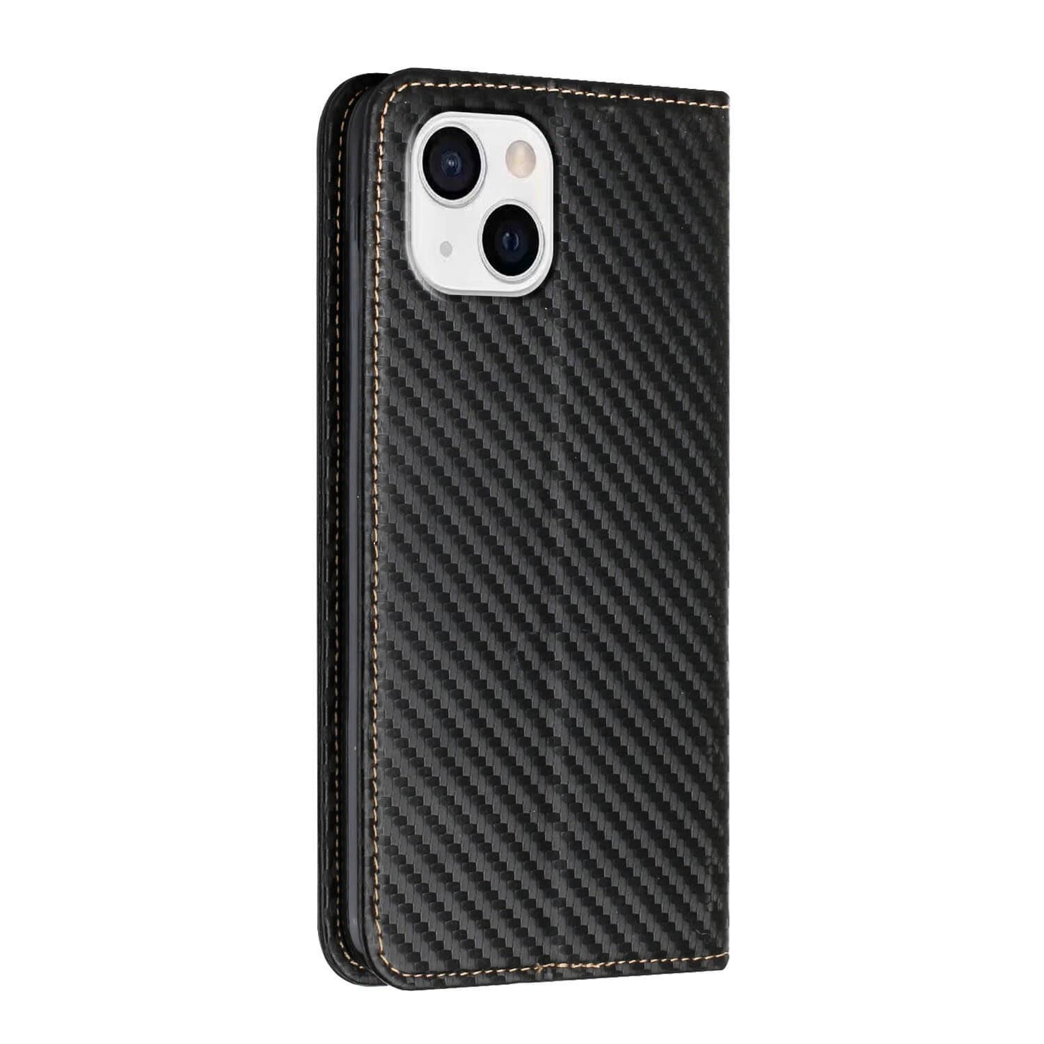 Cover-Discount  iPhone 14 Plus - Carbon Look Flip Case Hülle 