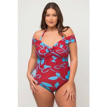 Maillot de bain avec bonnets souples. Imprimé à fleurs, découpe. Matière recyclée.