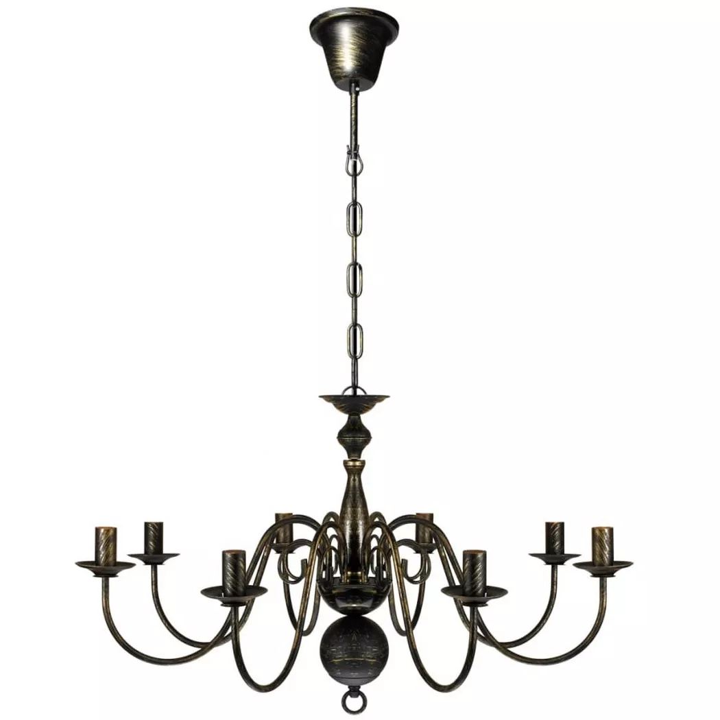 vidaXL Lustre en métal noir antique 8 x E14 ampoules