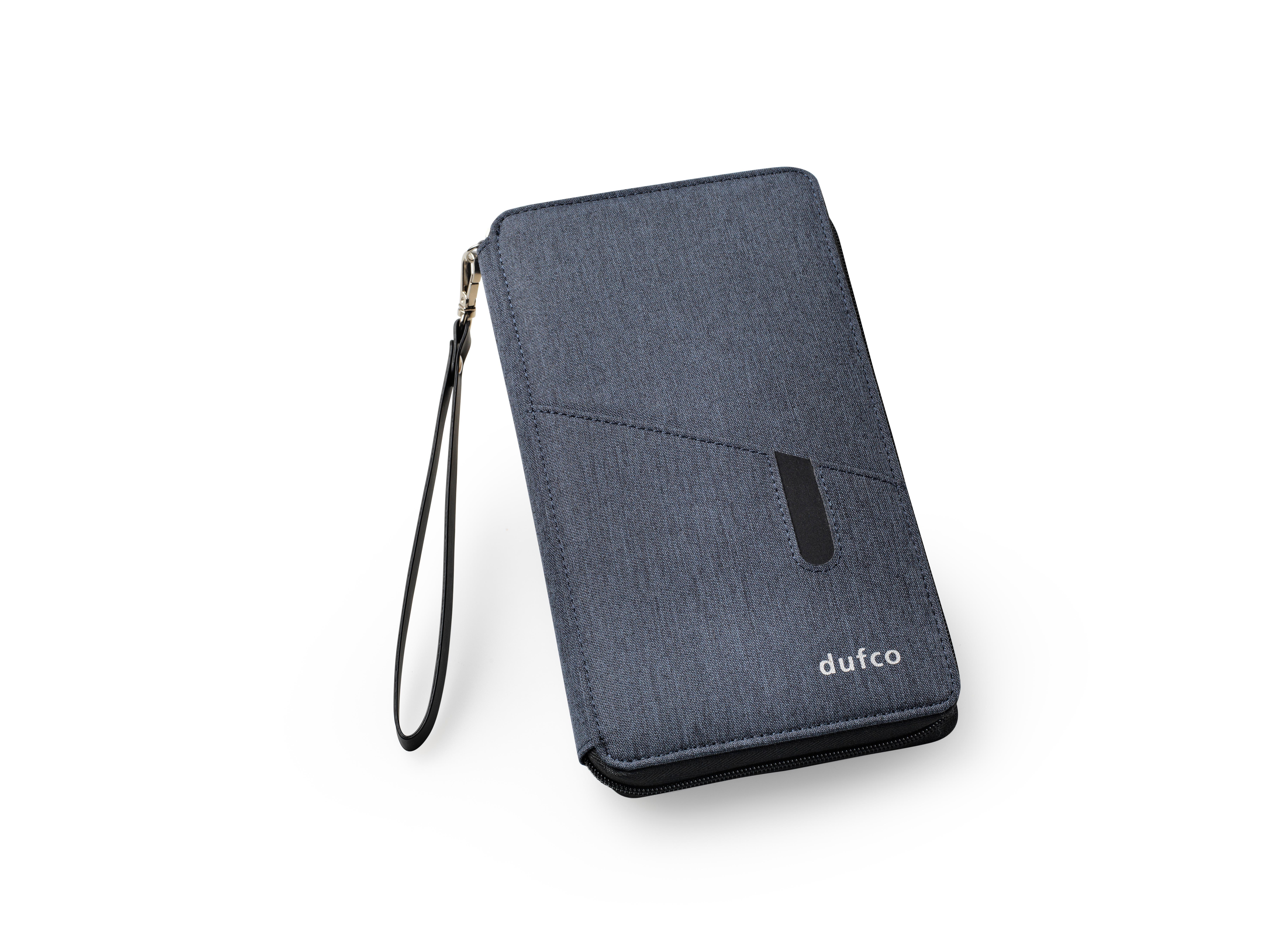 dufco by styro Reisemappe mit Powerbank 4000 mAh "Smart Organizers", jeansblau mit dufco Logo  