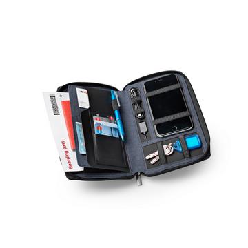 Portefeuille de voyage avec powerbank 4000 mAh "Smart Organizers", bleu jeans avec dufco logo
