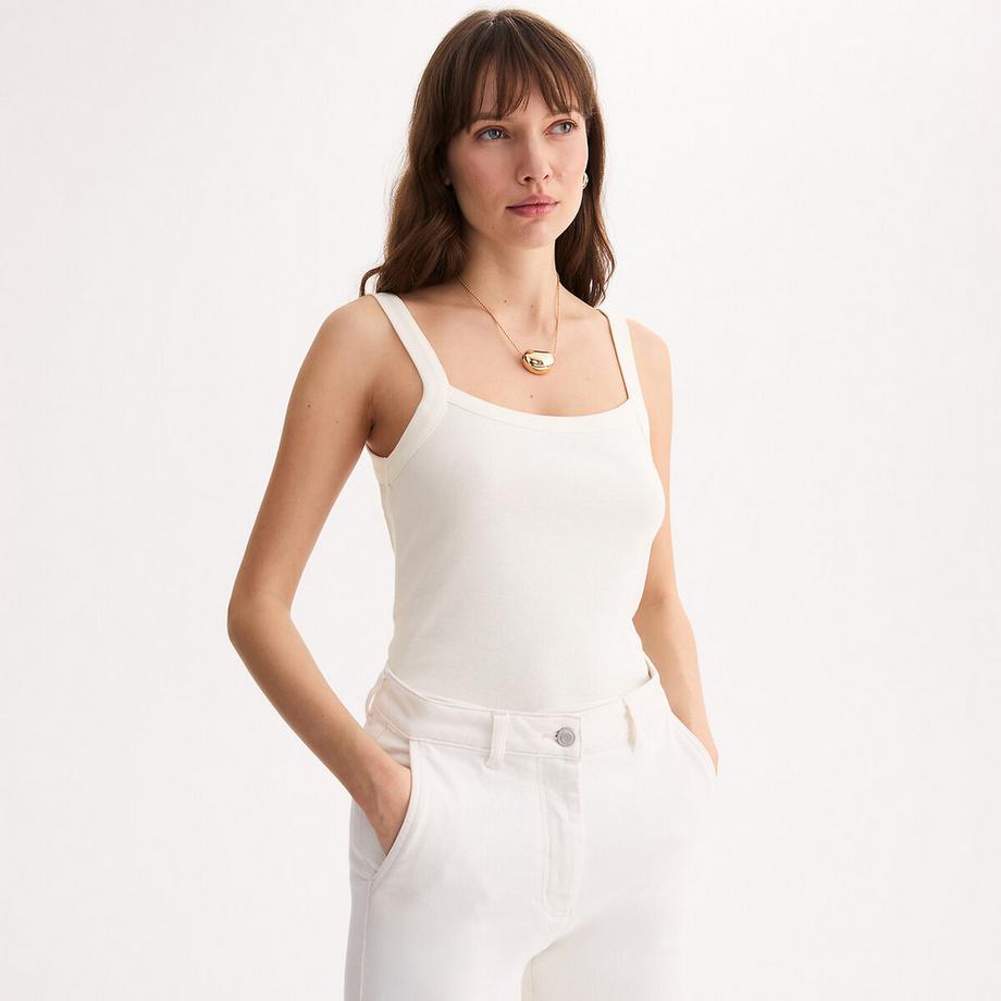 La Redoute Collections Top côtelé sans manches encolure dégagée  