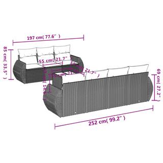 VidaXL set divano da giardino Polirattan  