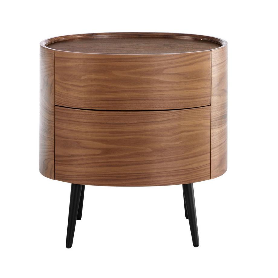 ANGEL CERDA Table de chevet noyer et acier noir  